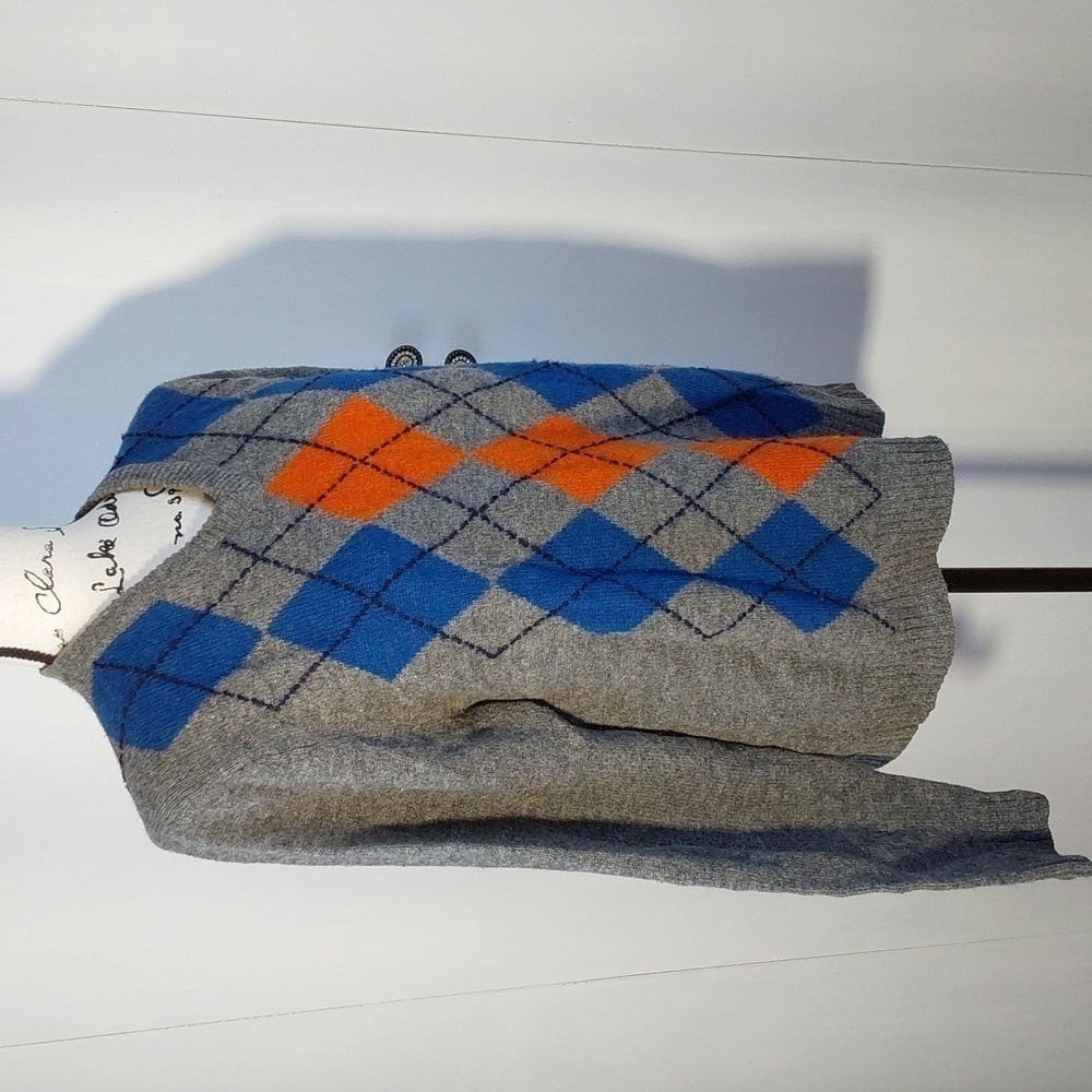 Abercrombie & Fitch|Gray/Blue Argyle Sweater  Shetland Wool Preppy Mens Sz.M